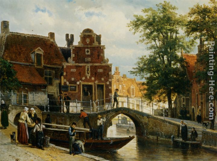 A View of Franeker with the Zakkend Ragerschuisje painting - Cornelis Springer A View of Franeker with the Zakkend Ragerschuisje art painting